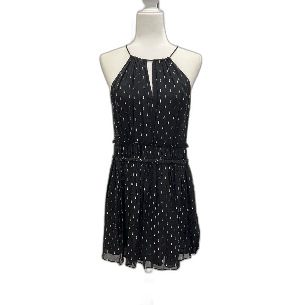 Joie Little Black Dress Silver Metallic Size Small Halter Spaghetti Straps